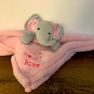 Baby Gear Lovey Elephant Tons of Love Pink Gray Security Blanket Toy